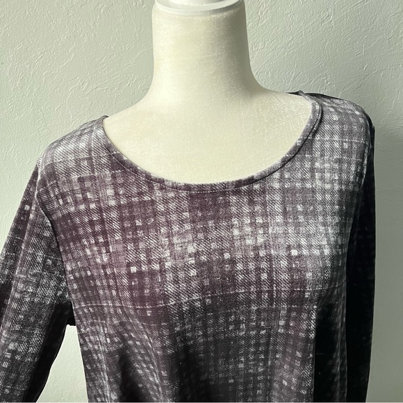 NWT Intro Black Purple Stretch Large Soft Relaxed High Low Sweater Grunge Whimsy - Picture 3 of 6